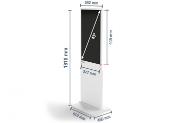 Digital display totem DKS-LED43, 43 in display, Android 11, White, 610 mm x 450 mm x 1.810 mm, TecMaschin 