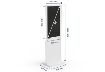 Digital display totem DKST-LED43 with touchscreen, 43 in display, Android 11, White, 610 mm x 450 mm x 1.787 mm, TecMaschin 