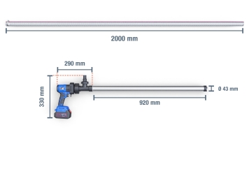 Pompe vide-fûts à batterie FP100E, 400 W, 1,6 l/s, 90 mm x 1.180 mm x 290 mm, TecMaschin 