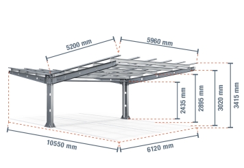 Abri voiture PP4-G-1, double face, panneau de base, SoloPort 