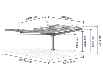 Abri voiture PP4-A-1, double face, champ pour extension, SoloPort 