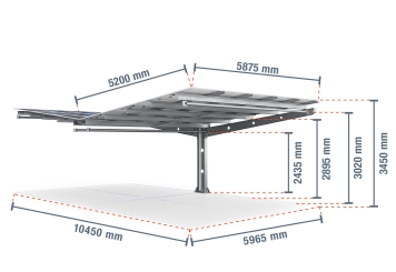 Abri voiture PP4-A12600-1, double face, champ pour extension avec 30 modules solaires, SoloPort 