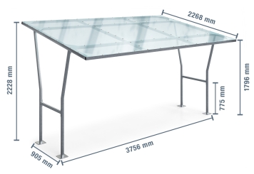 Abri à vélo F350-P (3.756 mm x 2.236 mm x 2.228 mm) 