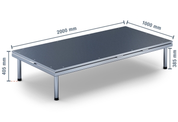 2 m x 1 m Scène mobile EBM850/2, 400 mm haut, 1 modules 850 kg charge max par module 