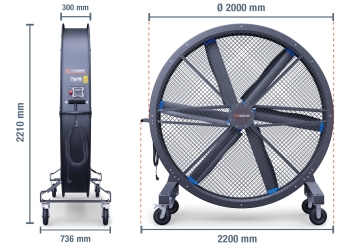 Ventilateur industriel IVM2000, 2.000 mm diamètre, TecMaschin 