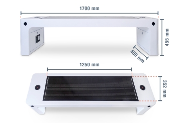 Banc solaire SBS170i, 90 W, 1.700 mm x 450 mm x 455 mm, TecMaschin 