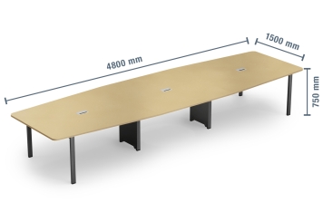 Konferenztisch ELLA480 Beige mit Kabelkanal für 16-18 Personen 