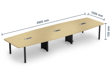 Konferenztisch ELLA480i Beige mit Induktionsladestation + 16 Stühle MARINA 
