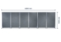 6 m room divider partition wall system grey-mottled on rolls, dimensioned in front view, width 6000 mm, height 1800 mm