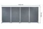 4 m room divider partition wall system grey-mottled on castors, dimensioned in front view, width 4000 mm, height 1800 mm