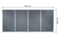 4 m Séparation de pièce Système de cloisons gris chiné sur pieds dimensionné en vue frontale, largeur 4000 mm, hauteur 1