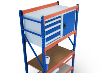 1,2 m table d’emballage mobile MFP1000 / profondeur 60 cm / hauteur 2,14 m / réglable sur 40 cm en hauteur / avec panneaux contreplaqués 