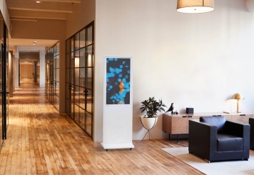 Mobile digital display totem DKST-LED43 with touch screen, 43 in Display, Android 11, White, 610 mm x 450 mm x 1.877 mm, TecMaschin 