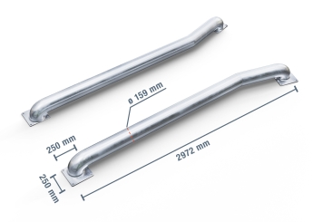 Guide roues camions - kit complet à gauche et à droite, longueur 2.972 mm, diamètre 159 mm en Acier 