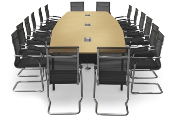 Konferenztisch ELLA480i Beige mit Induktionsladestation + 16 Stühle MARINA 