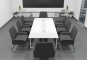 ANJA 280 conference table grey-white perspective Application example with 8 chairs Marie