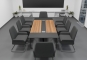 ANJA 280 conference table grey-walnut brown in the front view in the application example with 8 chairs Marie