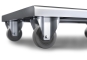 Platform trolley load capacity 150 kg Detailed view on front PVC wheels with ball bearings