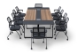 Conference table set ANJA280 in grey-walnut brown + 10 EMMA chairs 