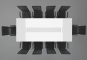 ANJA280 conference table grey-white in plan view in the application example with ten chairs