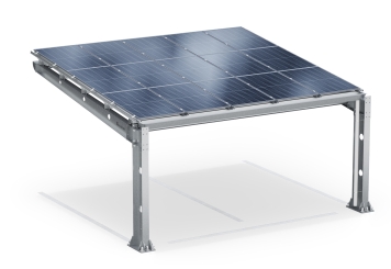 Abri voiture PP2-G6300-1, simple face, panneau de base avec 15 modules solaires, SoloPort 