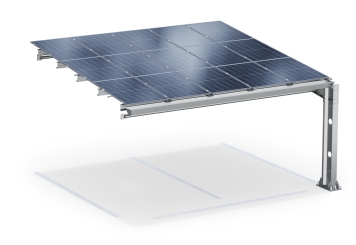 Abri voiture PP2-A6300-1, simple face, champ pour extension avec 15 modules solaires, SoloPort 