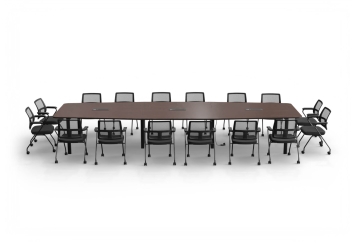 Konferenztisch ELLA480i Dunkel mit Induktionsladestation + 16 Stühle EMMA 