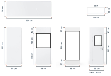 Hallenbüro Meisterbüro PREFAB-6, 2 Fenster, 1 Tür (7 Wand-Paneele, 2 Decken-Paneele) 