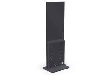 Digital display totem DKST-LED43 with touchscreen incl. transport box, Black, 43 in Display, Android 13, TecMaschin 
