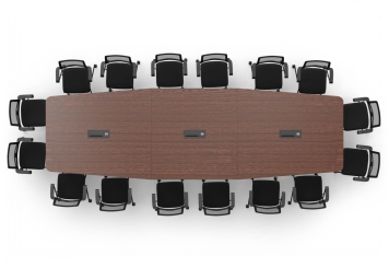 Konferenztisch ELLA480i Dunkel mit Induktionsladestation + 16 Stühle EMMA 