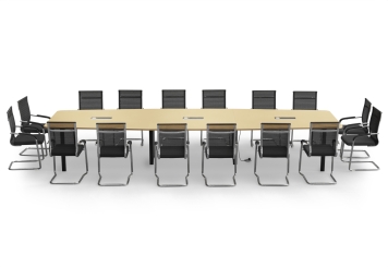 Konferenztisch ELLA480i Beige mit Induktionsladestation + 16 Stühle MARINA 