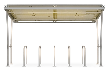 Abri à vélos F350/5-SL avec éclairage LED, accumulateur solaire et 4 modules solaires pour 12 vélos, TOPREGAL 