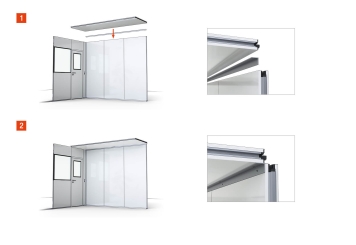 Hallenbüro Meisterbüro PREFAB-6, 2 Fenster, 1 Tür (7 Wand-Paneele, 2 Decken-Paneele) 