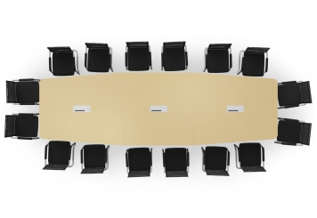 Konferenztisch ELLA480i Beige mit Induktionsladestation + 16 Stühle MARINA 