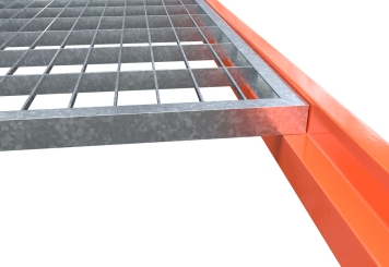 1.100 mm Gitterrost aus Stahl für Lagerregal LR2000 / 1.200 mm tief / 25 mm hoch / 1 x Tiefensteg 