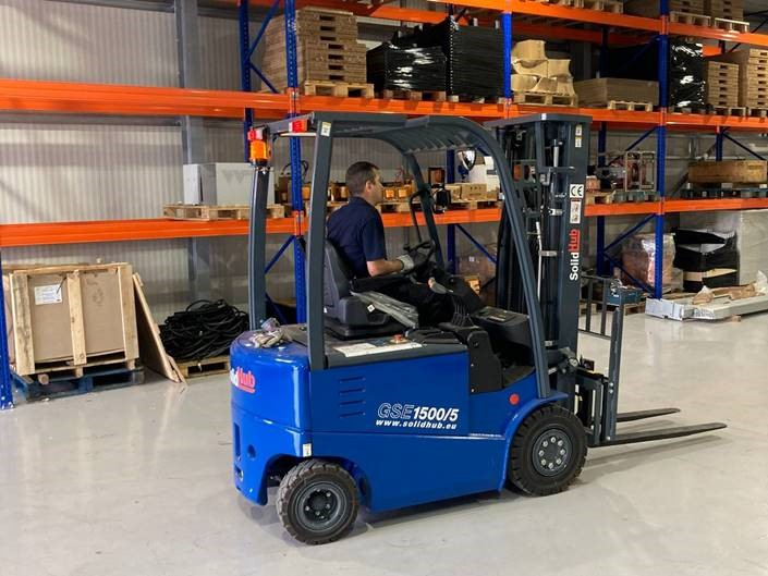 Electric Forklift in warehouse