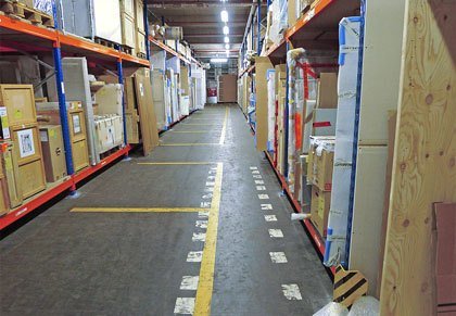 racks in the warehouse