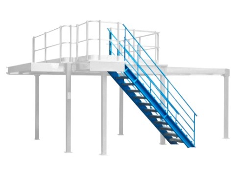 Lagerbühne  mit blauer Treppe